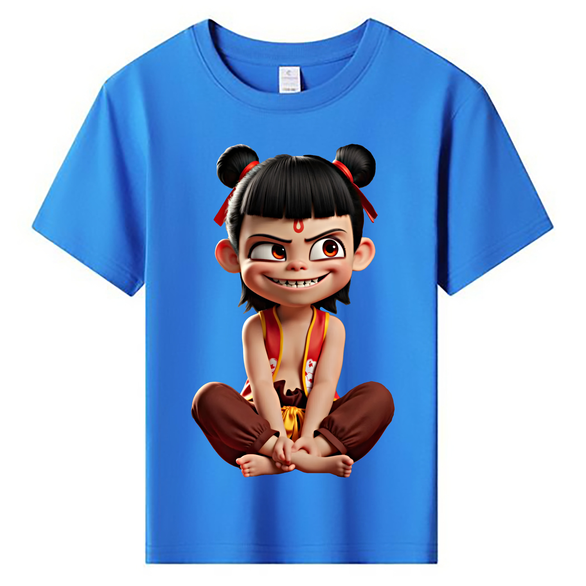 （画像用） Ne Zha 2 ナタ 魔童の大暴れ 綿100％キッズTシャツ（フロントプリント）